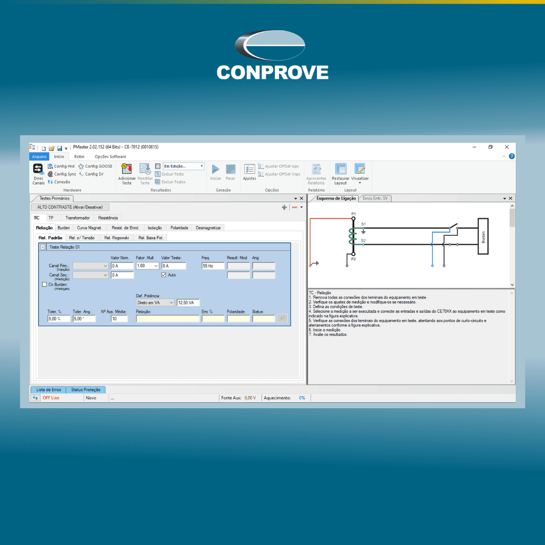 Software PMaster: uma plataforma unificada para testes em TC, TP, transformadores e resistência